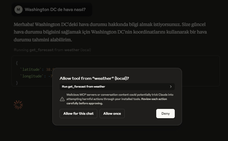 Claude Requesting Permission for MCP Tool