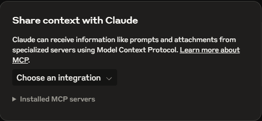 Claude MCP Integration Button and Menu